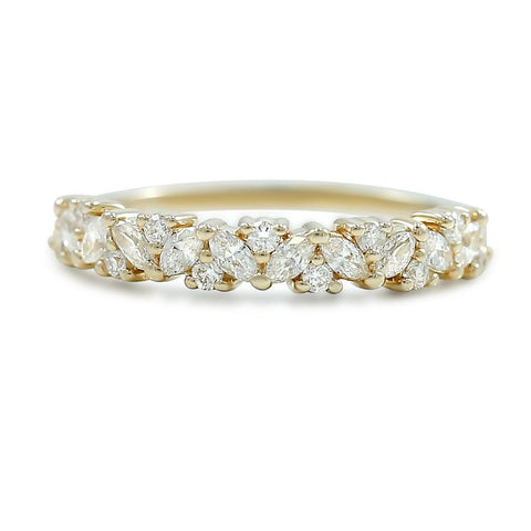 Marquis and round diamond anniversary wedding band available in rose white or yellow gold