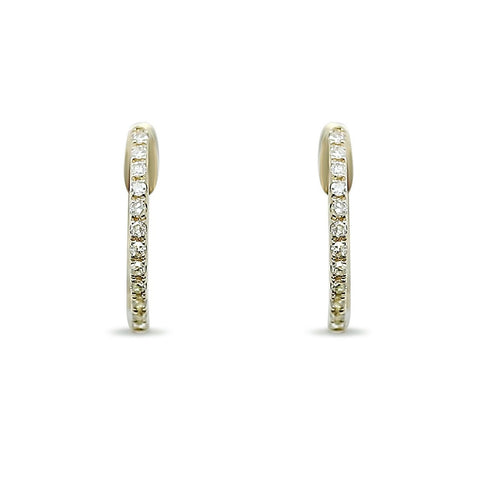 diamond ear huggie earrings available in rose yellow or white gold 