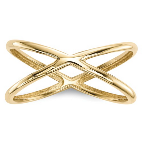 14k yellow gold x infinity shaped right hand ring
