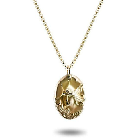 yellow gold lightweight athena pendant on a yellow gold chain