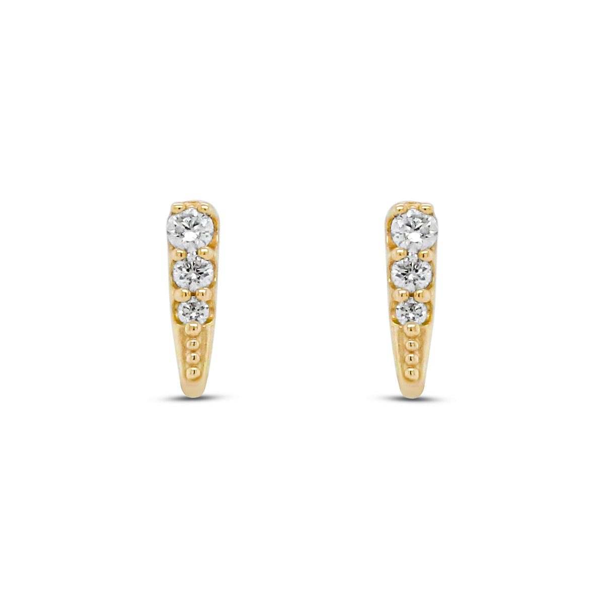 Audrey14k Yellow Gold Hoop Earrings in White Diamond