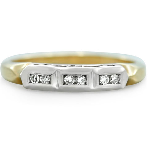 two-toned single cut white diamond estate wedding band from the 1940s