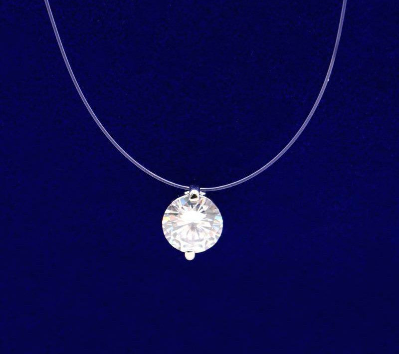 925 Sterling Silver Dazzling Zircon Necklace And Invisible Transparent