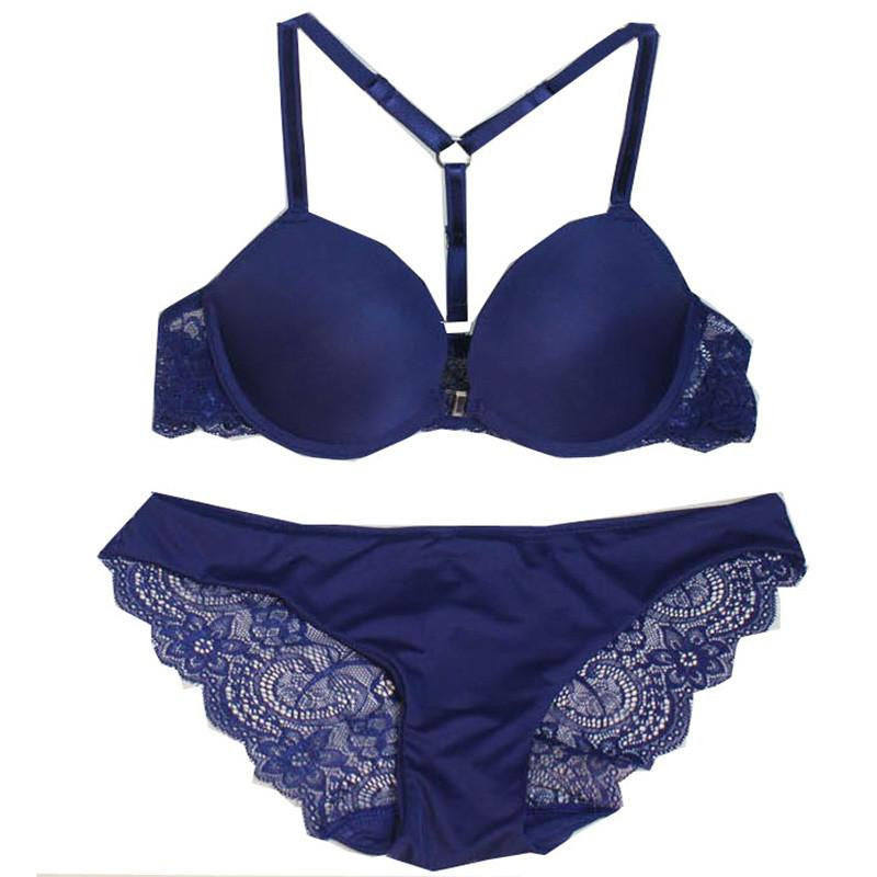 Lace Bra Push up Deep V-neck Women's Underwear Set Cut Lingerie Set fo