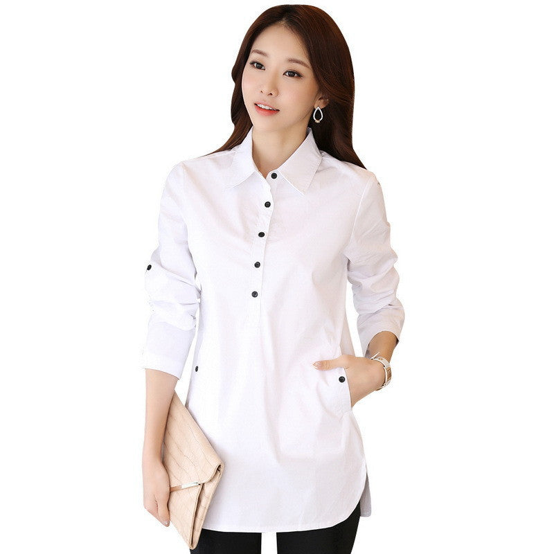 Женская белая рубашка с длинным рукавом красивое