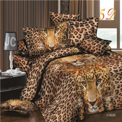 New Arrival 3d Bedding Sets Leopard Printed Queen Size 4pcs