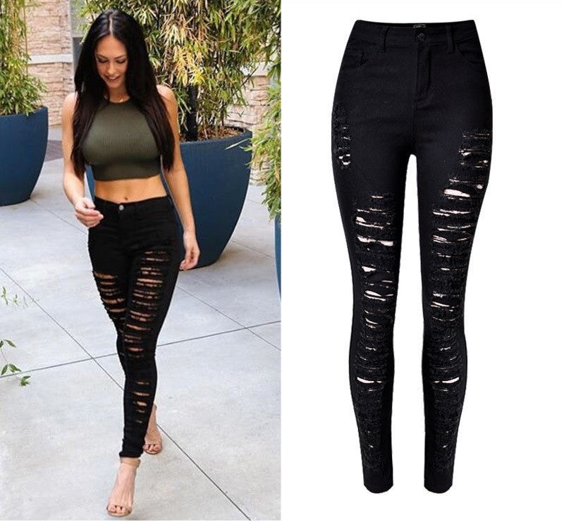 black ripped jeans womens