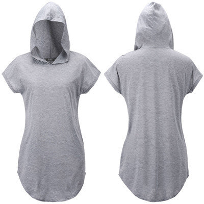 women's short sleeve hooded t shirt