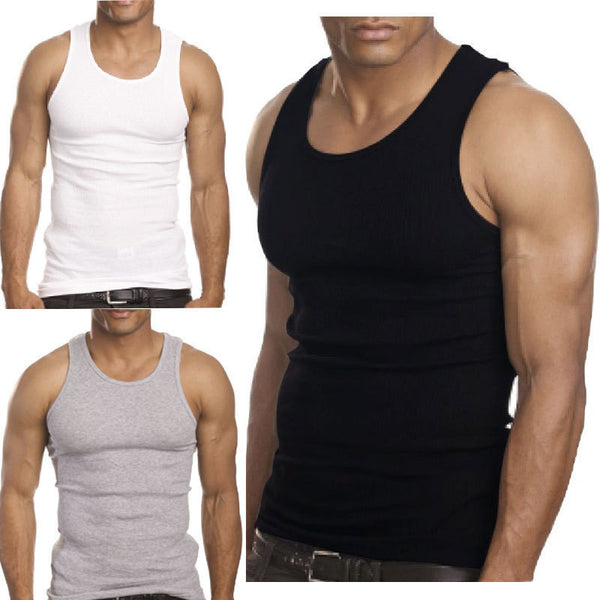 Muscle Men Premium Cotton A Shirt Wife Beater Ribbed Tank Top ...