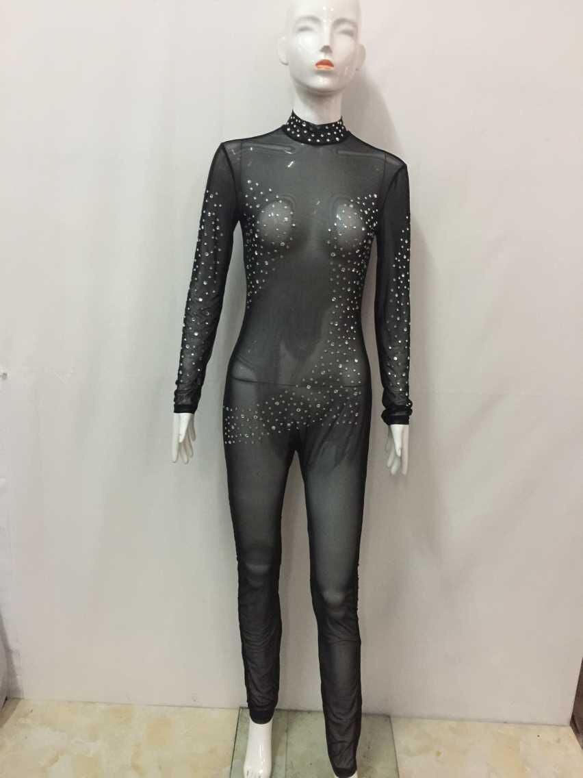 black mesh see through jumpsuit