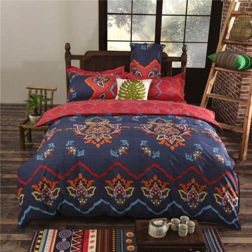 Bohemian Style Floral Printing Twin Queen King Size Boho Bedding Set 4 Onlinediscountshop