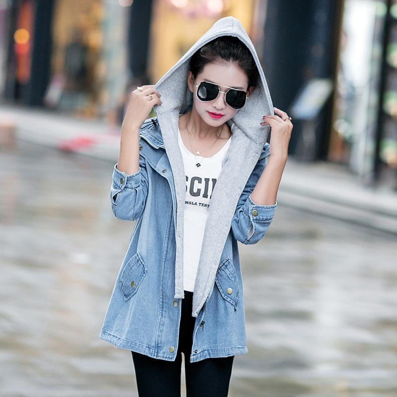 hooded drawstring boyfriend jacket