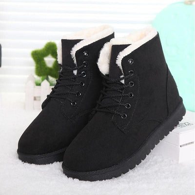 Women Boots Snow Warm Boots Botas Lace Up Mujer Fur Ankle Boots Ladies ...
