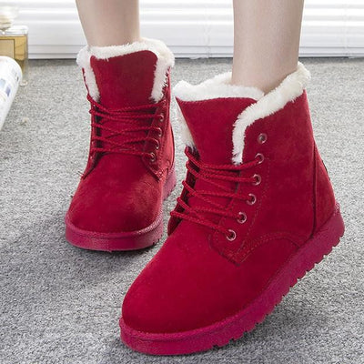 Women Boots Snow Warm Boots Botas Lace Up Mujer Fur Ankle Boots Ladies ...