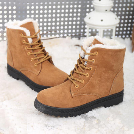 Women Boots Snow Warm Boots Botas Lace Up Mujer Fur Ankle Boots Ladies ...