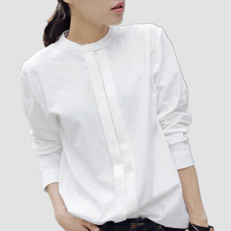 Korean Women Cotton Shirts White Shirt Women Long Sleeve Shirts Tops O