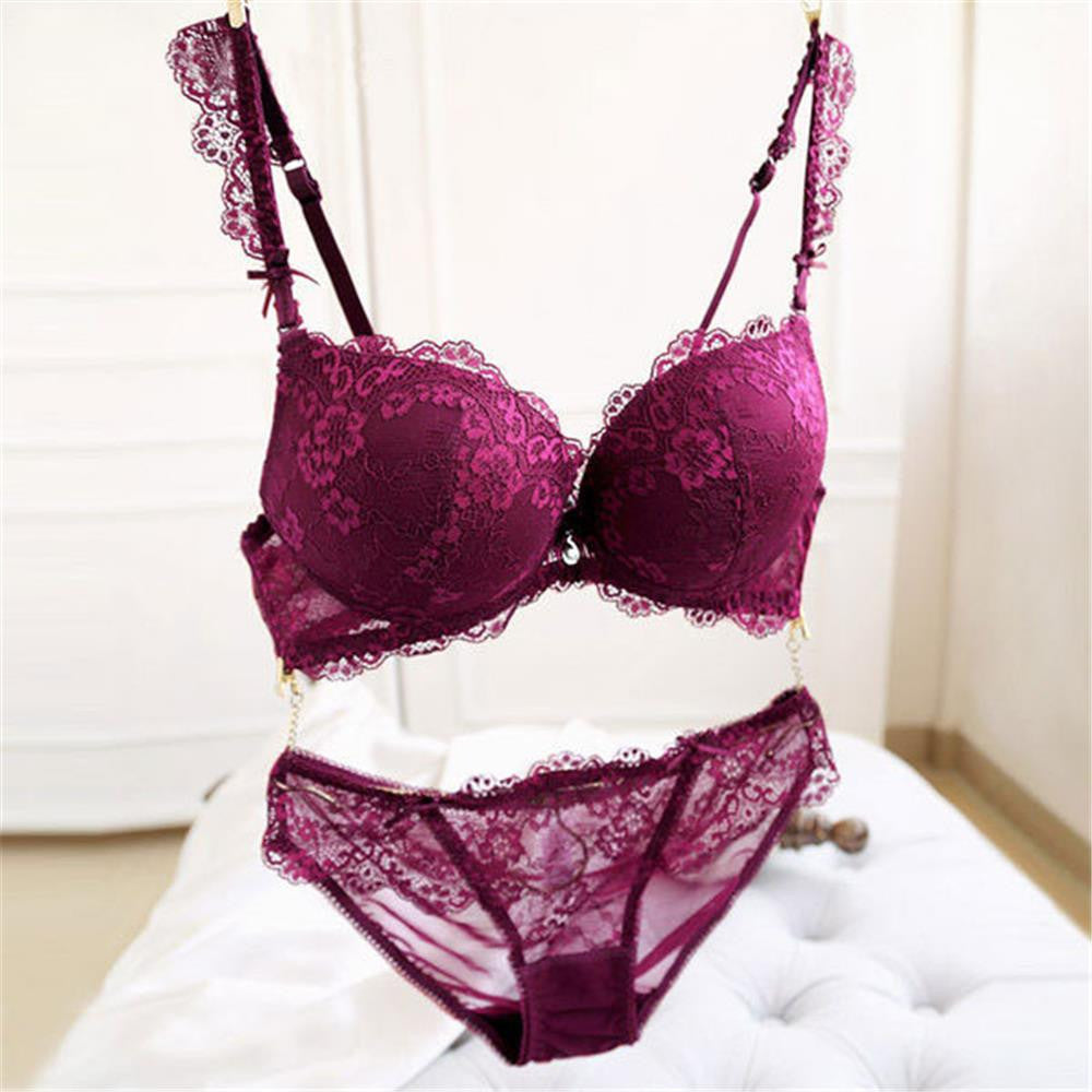 Women Lace Lingerie Set Comfortable No-Underwire Embroidery Bra and Panty  Sets Girl Cute Two Piece Sexy Padded Bras (Color : Pink Bra, Size : 75A) :  : Clothing, Shoes & Accessories