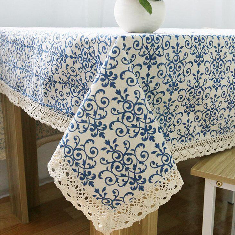 Table Cloth Blue Flower Printed 