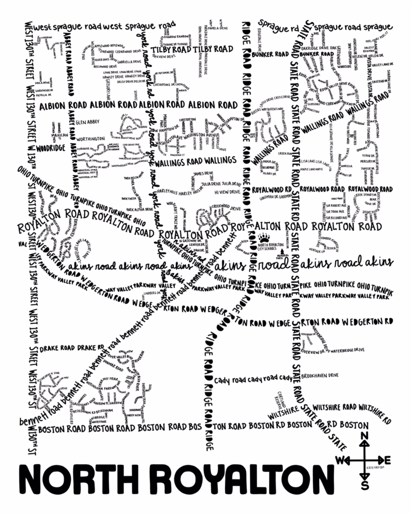 North Royalton Map Print Fiber and Gloss