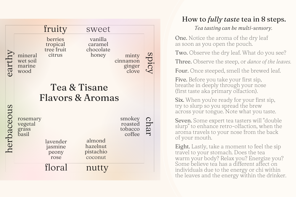 Tea aroma wheel infographic from Sips by