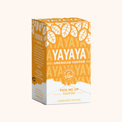 Pick Me Up Yaupon by YAYAYA Yaupon yellow tea bag box