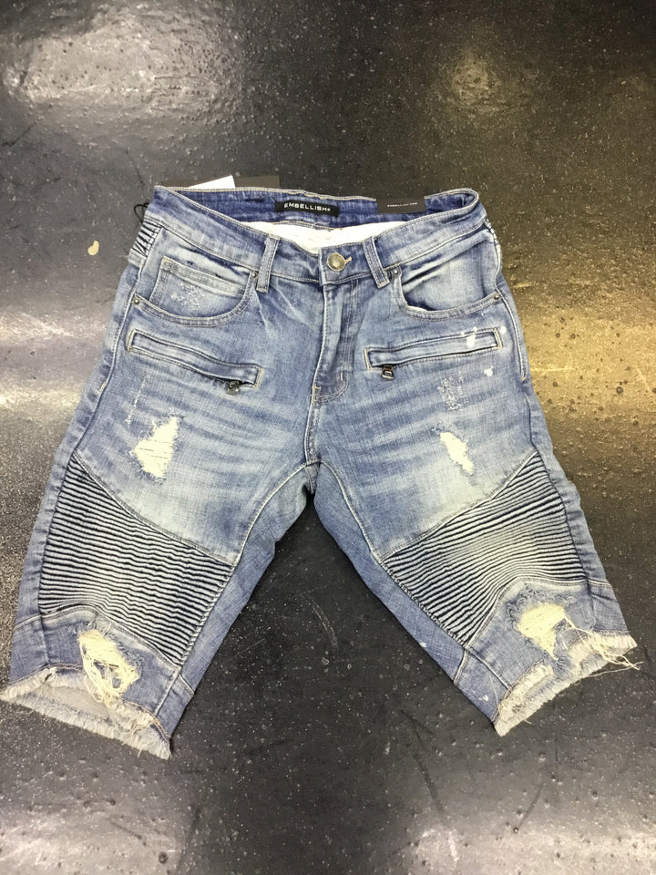 embellish jean shorts