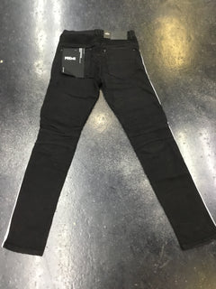 grey jeans with black stripe