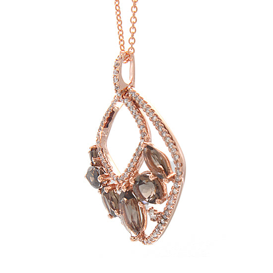 14K Rose Gold 2.51cttw Diamond and Smokey Quartz