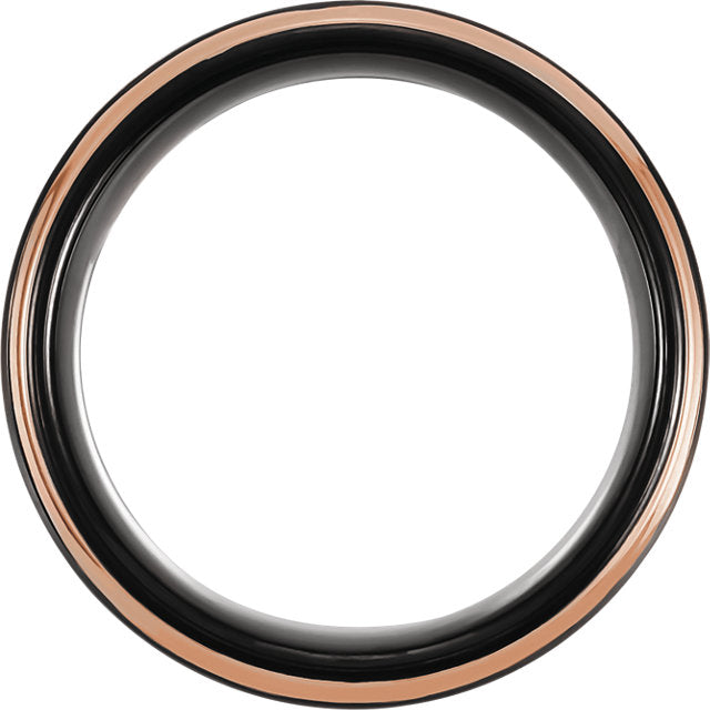 Black PVD & 18K Rose Gold-Plated Tungsten 8 mm Flat Grooved Band
