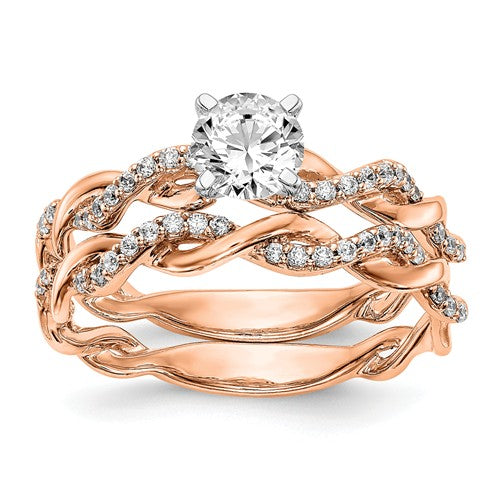 14k Rose Gold Criss-Cross Diamond Engagement Ring 0.61CTTW