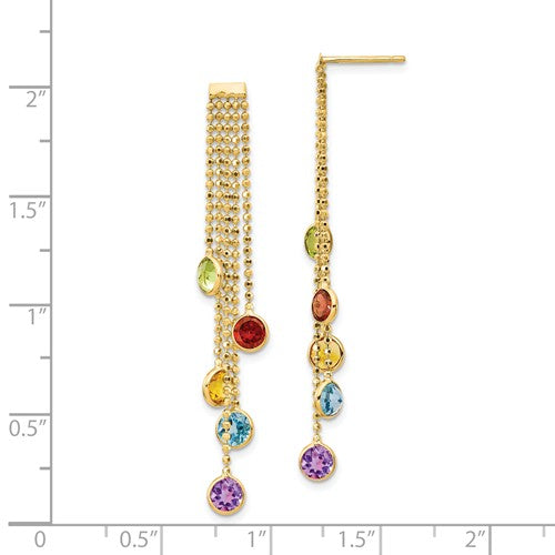 14k Multi-Colored Gemstone Dangle Earrings - Crestwood Jewelers