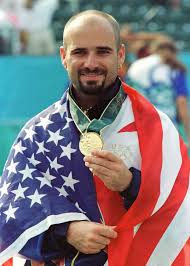 Agassi wins gold medal head band 