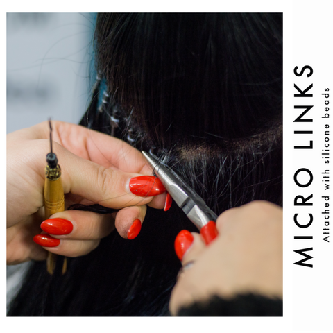 Aplicar extensiones de cabello con microenlaces.