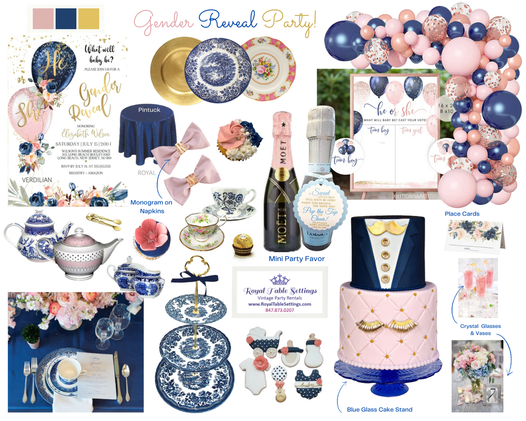 Blue Gold Pink Gender Reveal Party Moodboard by Royal Table Settings Vintage Party Rentals.png