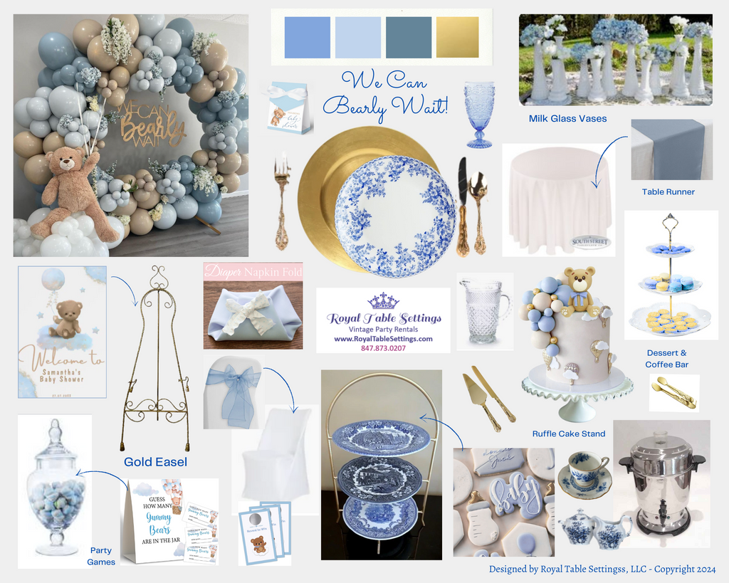We can Bearly Wait Baby Boy Shower Mood board by Royal Table Settings