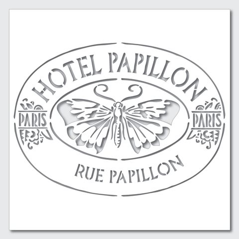 French Butterfly Hotel Stencil
