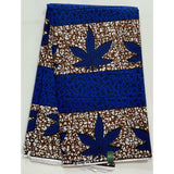 African Print Fabric/ Ankara - Blue, Brown 'Jamdown W' Design, YARD or WHOLESALE