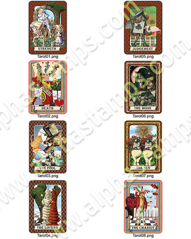 3 Collage Sheet Set Alice in Wonderland Tarot Cards -  Israel
