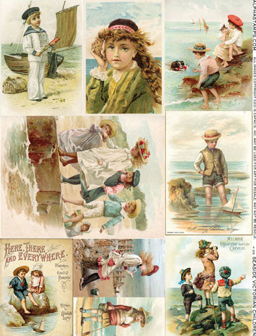 Seaside Victorian Children Collage Sheet | Alpha Stamps