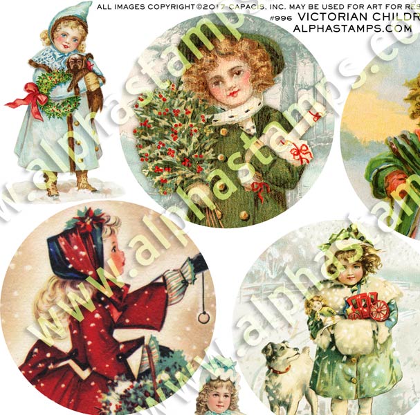 Victorian Children Ornaments Half Sheet | Alpha Stamps