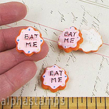 Alice Pink Eat Me Cookie Alpha Stamps