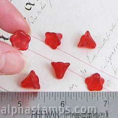 10x6mm Acrylic Bell Flower Beads - Ruby Red