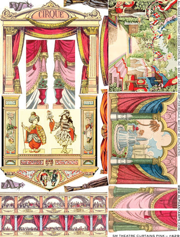 Small Theatre Curtains Pink Collage Sheet | Alpha Stamps