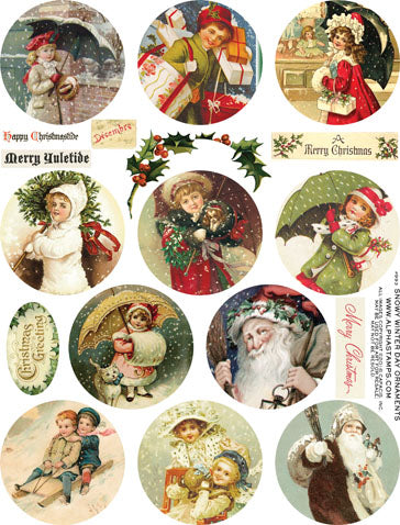 Snowy Winter Day Ornaments Collage Sheet | Alpha Stamps