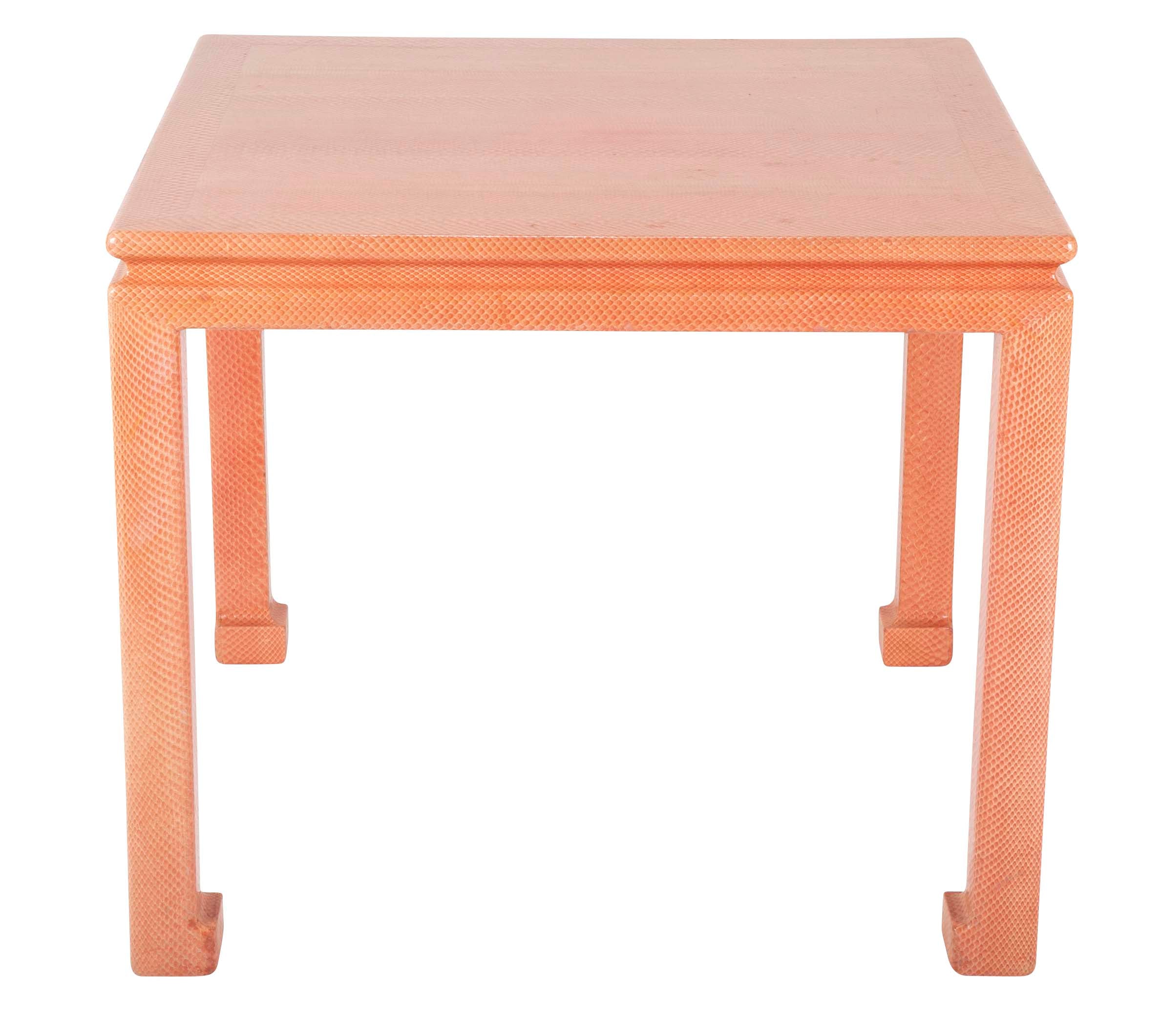 A Coral Colored Games Table Designed By Karl Springer In Snakeskin