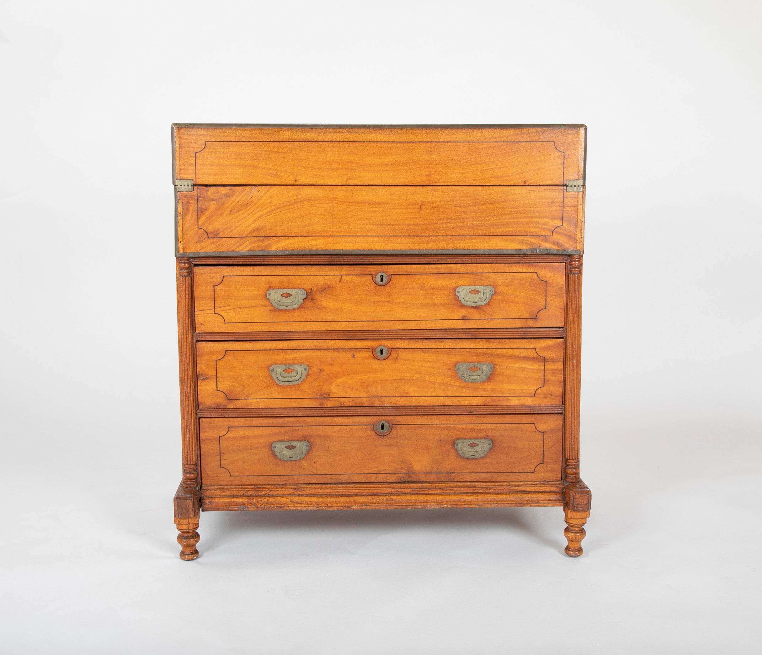 Mid 19th Century Chinese Export Camphorwood One Piece Campaign Chest Avery Dash Collections