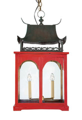 Pair of Contemporary Chinese Style Lanterns with Copper Tops
