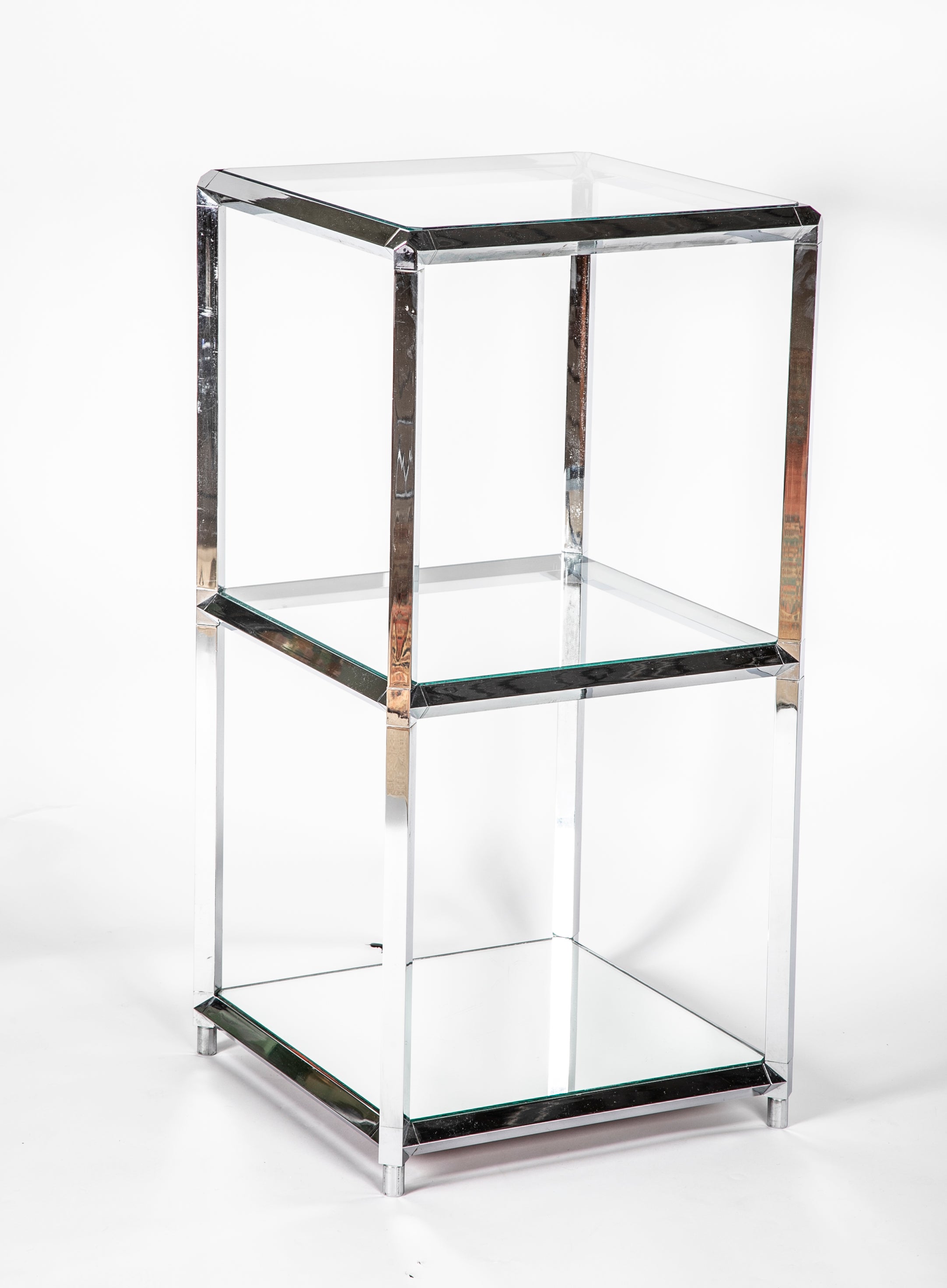 Chrome Over Iron Glass Shelved Etagere Avery Dash Collections
