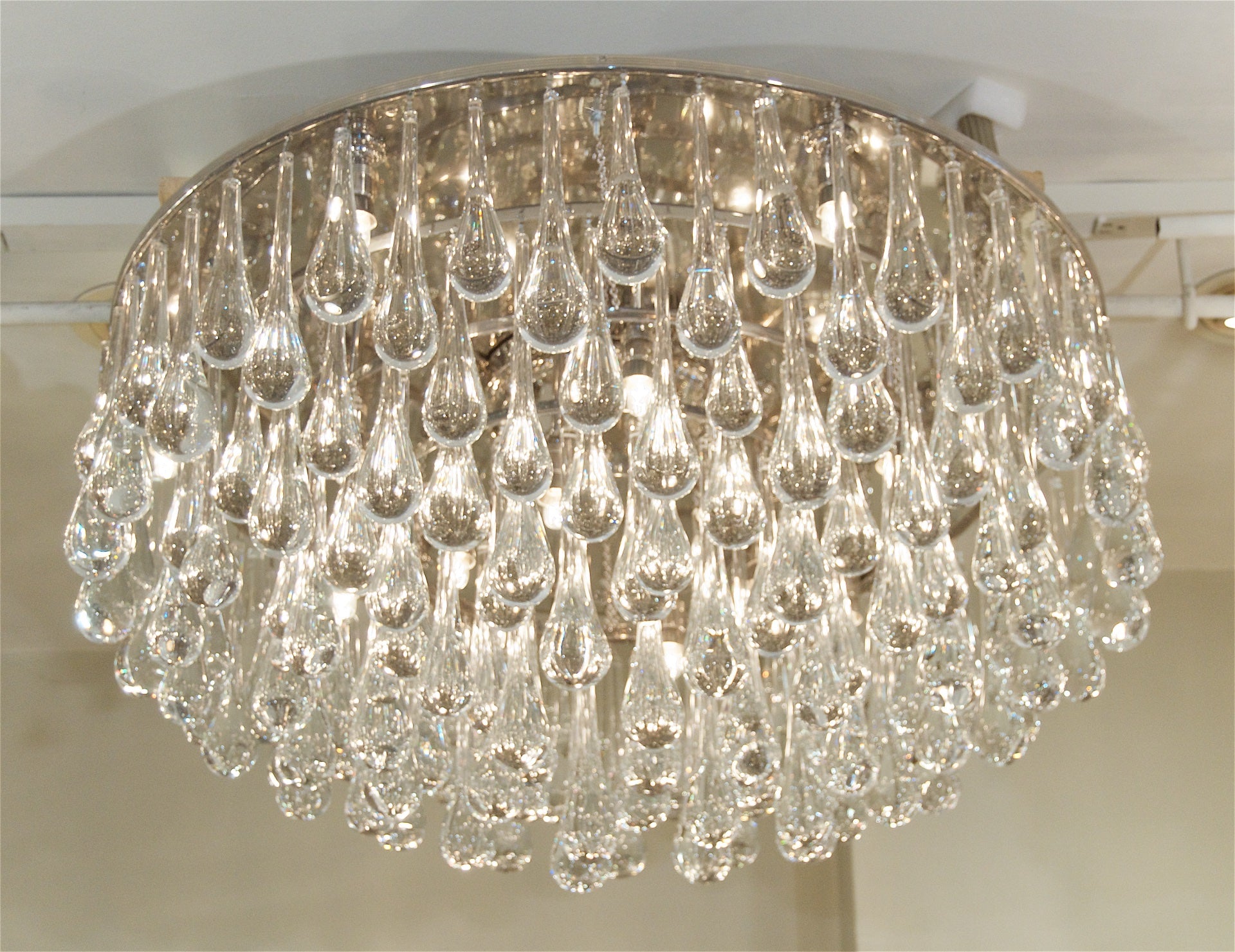 Massive Crystal Teardrop Flush Mount Chandelier By Christoph Palme