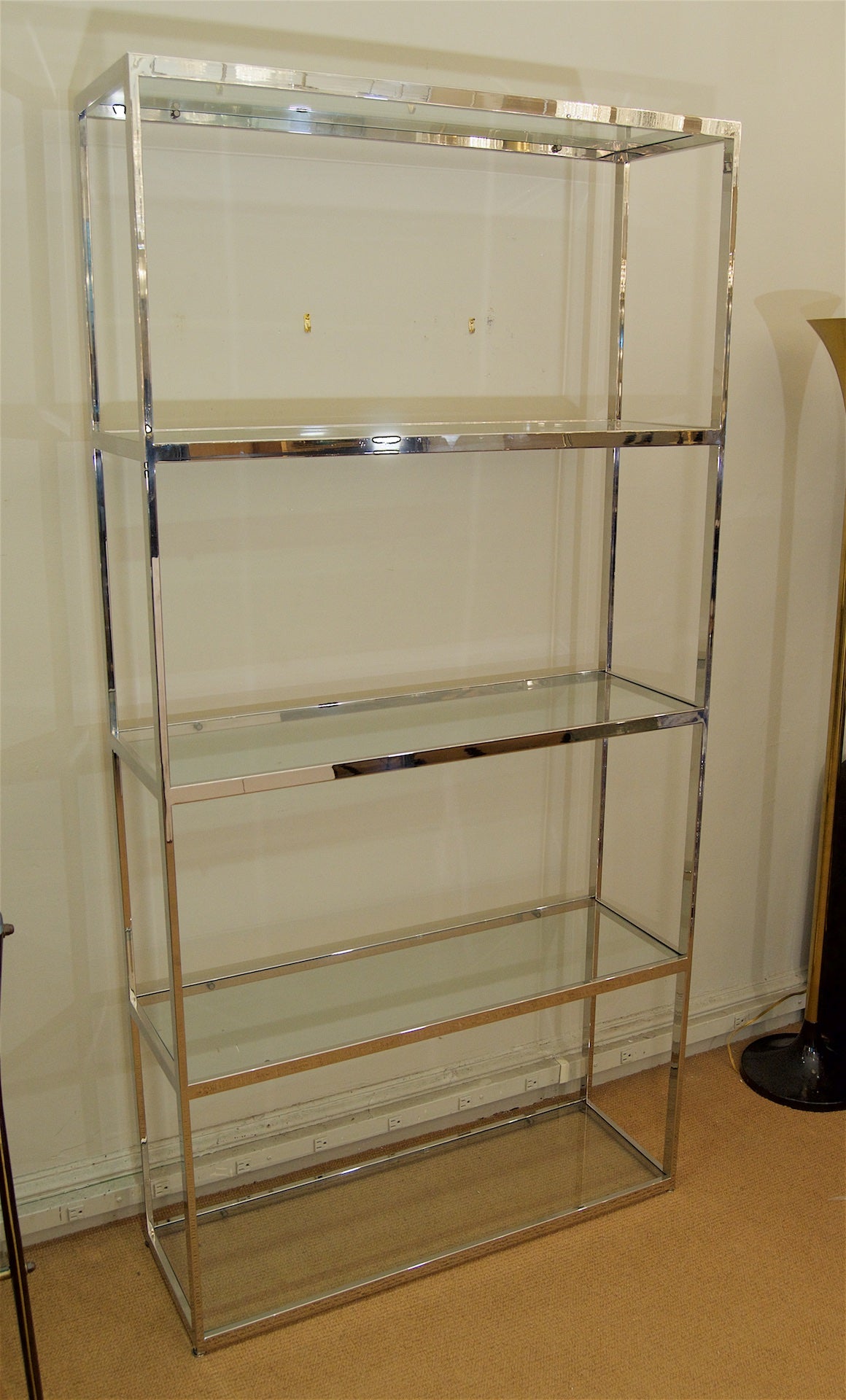Chrome And Glass Etagere In The Style Of Milo Baughman Avery